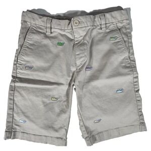 Vineyard Vines Shorts Boys 12 Adjustable Stone Khaki Tan Embroidered Whale Chino